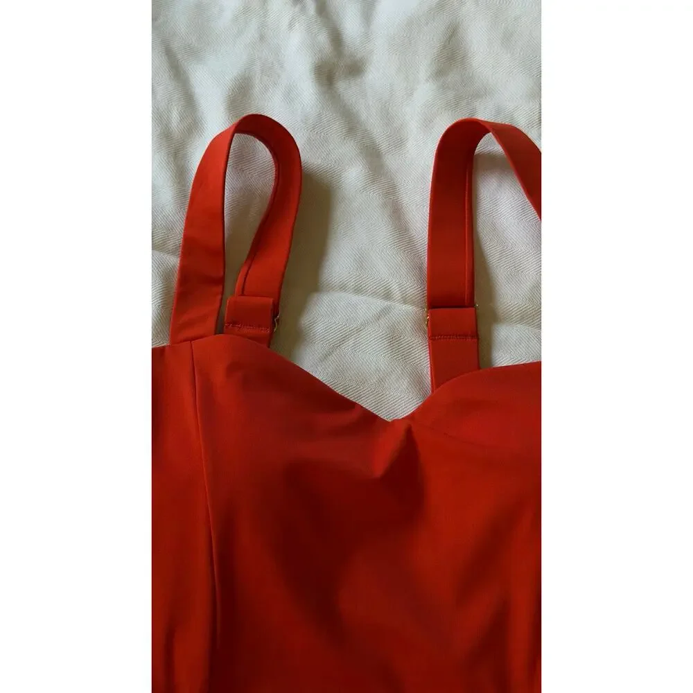 Alex Marie Signature Sculpt One Piece Swimsuit XS Poppy Red Belted NWT $112